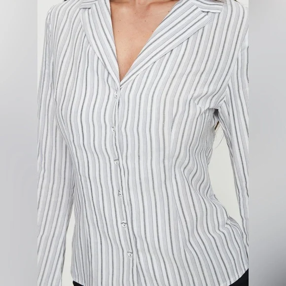 NWOT Princess Polly Myers Stripe Top White US 4 - Picture 3 of 5